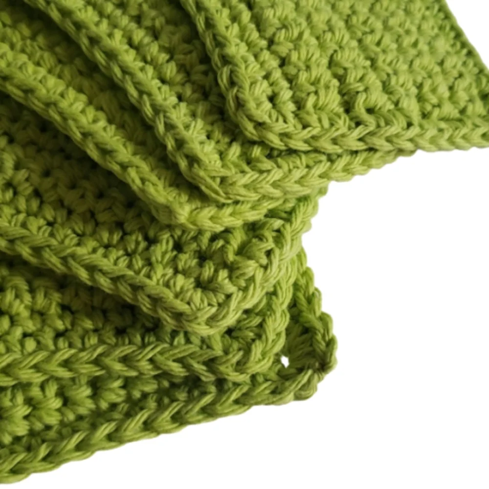 Reusable Eco Friendly Cotton Handmade Sponges-Set of 6-Lime Green